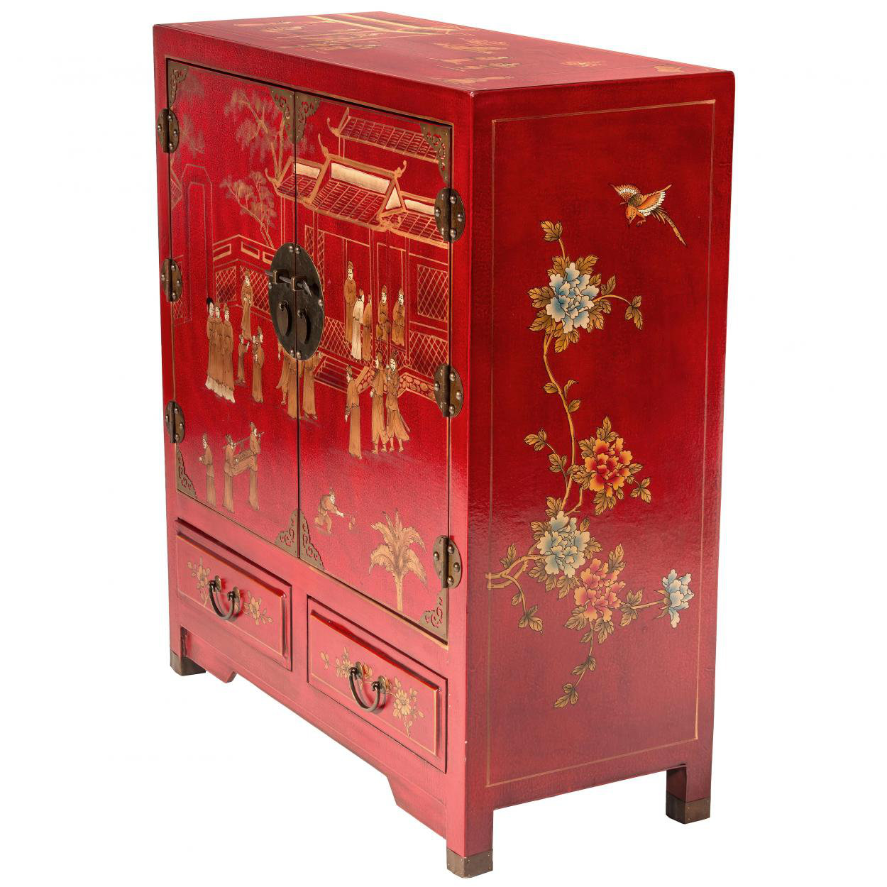 Oriental Furniture Solid Wood 2 Door Accent Cabinet Wayfair